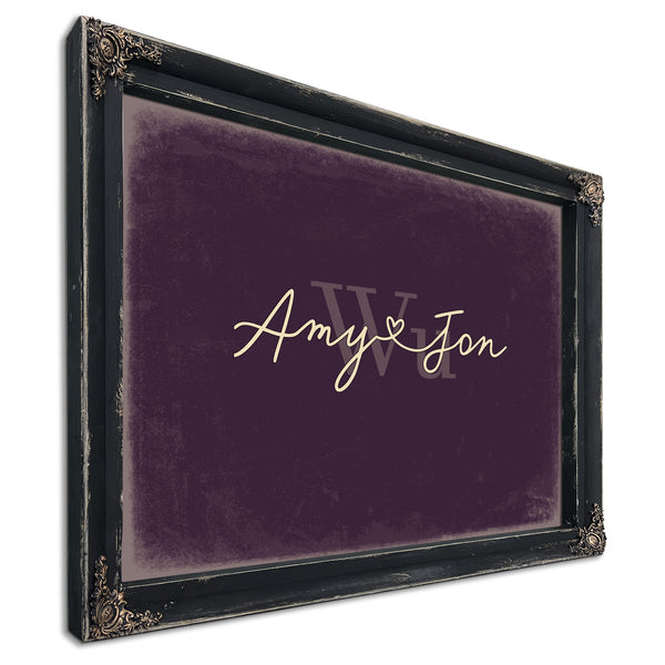 Mr & Mrs Last Name Sign, Personalized Wedding Gift, Plum & Mustard, image 1