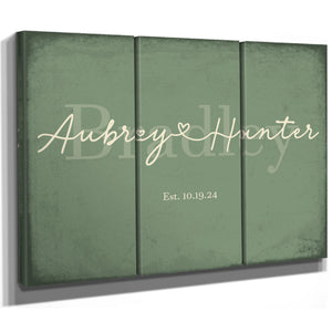 Personalized Wedding Sign, Last Name with Couple Names & Heart, Sage & Forest, image 14