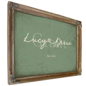 Custom Last Name Sign for Couples, Est. Wedding Date, Sage & Forest, image 6