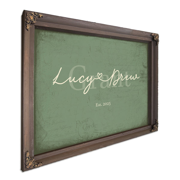 Custom Last Name Sign for Couples, Est. Wedding Date, Sage & Forest, image 7