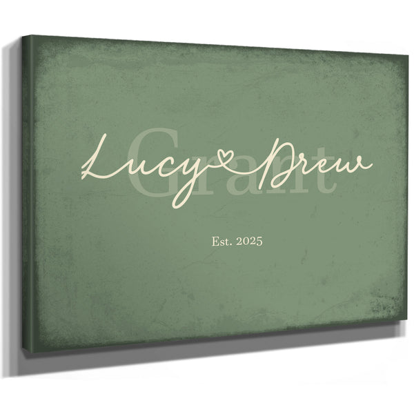 Custom Last Name Sign for Couples, Est. Wedding Date, Sage & Forest, image 8