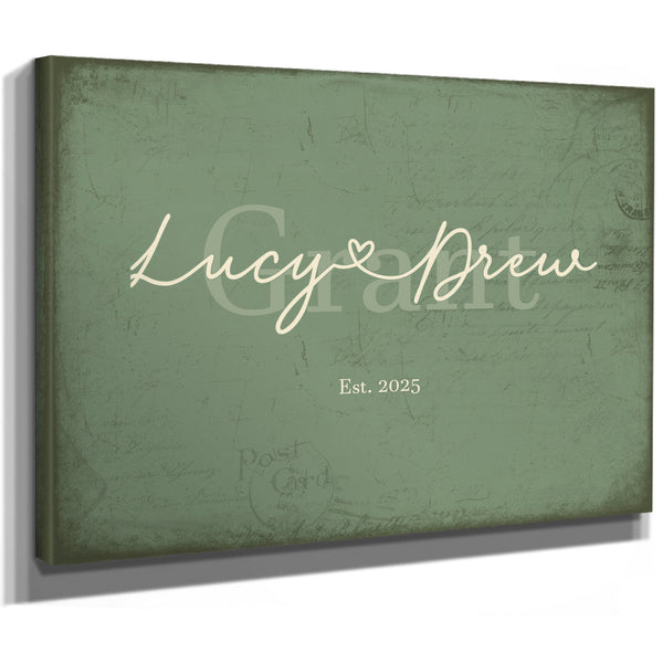 Custom Last Name Sign for Couples, Est. Wedding Date, Sage & Forest, image 8