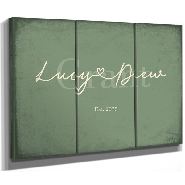 Custom Last Name Sign for Couples, Est. Wedding Date, Sage & Forest, image 14