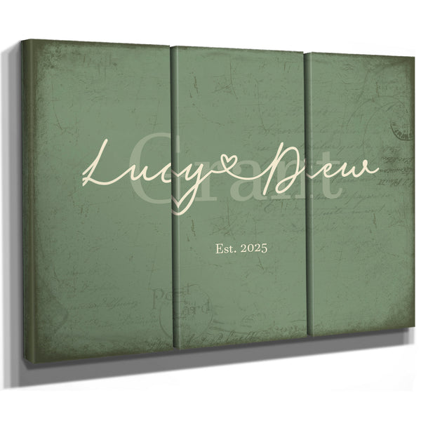 Custom Last Name Sign for Couples, Est. Wedding Date, Sage & Forest, image 14