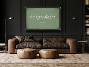 Custom Last Name Sign for Couples, Est. Wedding Date, Sage & Forest, image 17