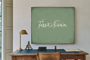 Personalized Anniversary Gift, Family Name Sign with First Names, Sage & Forest, image 2