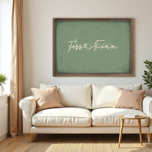 Personalized Anniversary Gift, Family Name Sign with First Names, Sage & Forest, image 5