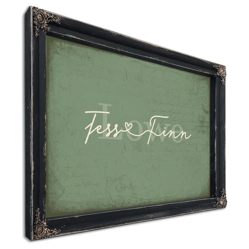 Personalized Anniversary Gift, Family Name Sign with First Names, Sage & Forest, image 1