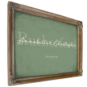Mr & Mrs Last Name Sign, Personalized Wedding Gift, Sage & Forest, image 6
