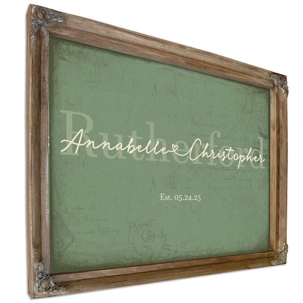 Mr & Mrs Last Name Sign, Personalized Wedding Gift, Sage & Forest, image 6