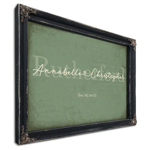 Mr & Mrs Last Name Sign, Personalized Wedding Gift, Sage & Forest, image 1