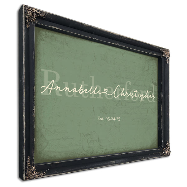 Mr & Mrs Last Name Sign, Personalized Wedding Gift, Sage & Forest, image 1