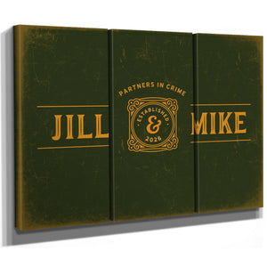 Personalized Couples Sign, Partners In Crime, First Names and Year, image 15