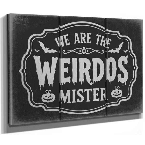 We Are the Weirdos Sign Halloween wall art in a styled room