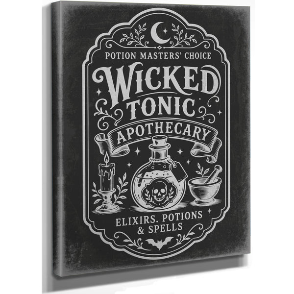 Wicked Tonic Sign Halloween wall art, stretched canvas