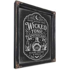 Wicked Tonic Sign Halloween wall art, Ebony frame