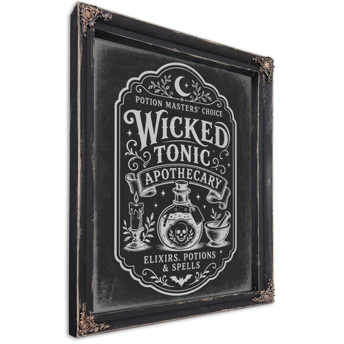 Wicked Tonic Sign Halloween wall art, Ebony frame