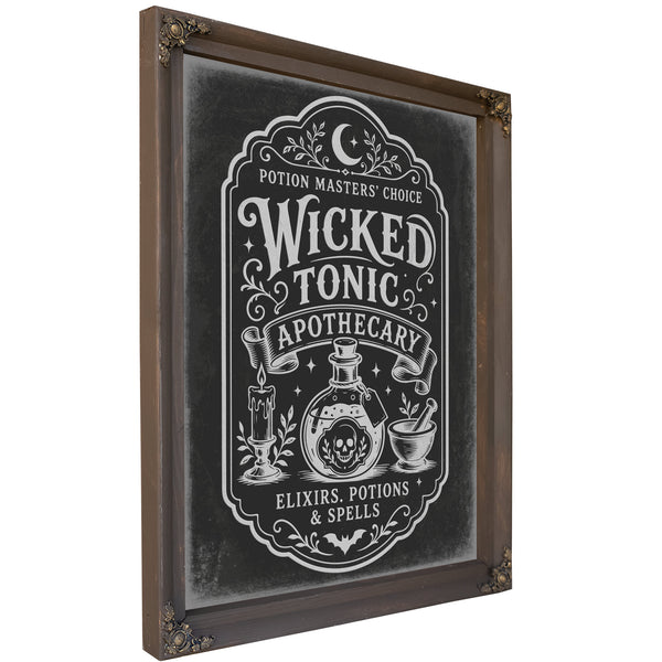 Wicked Tonic Sign Halloween wall art, Bourbon frame