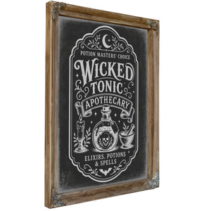 Wicked Tonic Sign Halloween wall art, Verdigris frame
