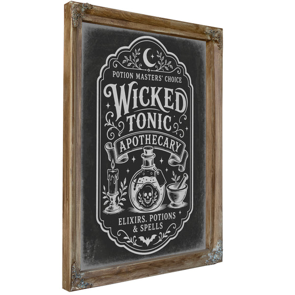 Wicked Tonic Sign Halloween wall art, Verdigris frame