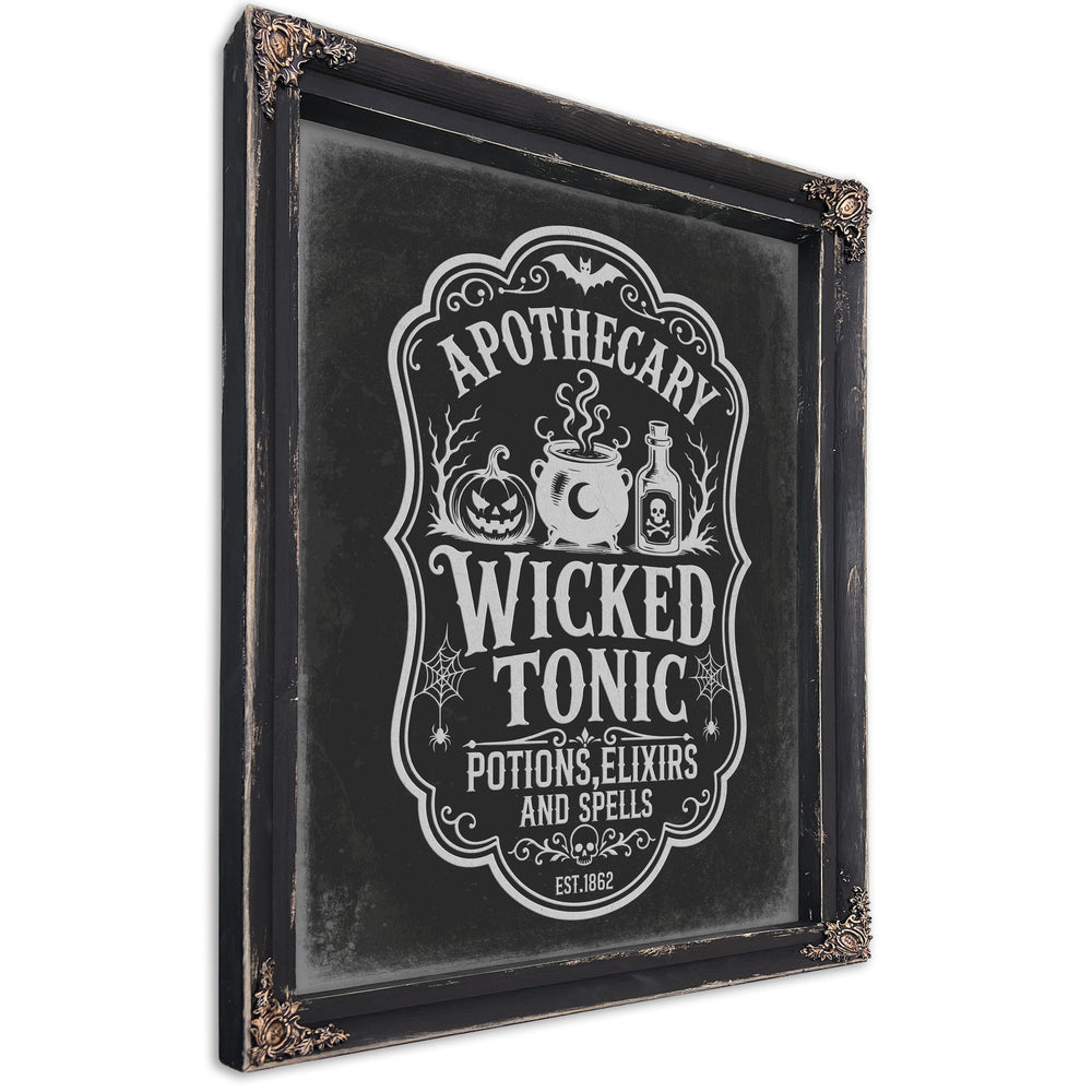 Wicked Tonic Elixir Sign Halloween wall art, Ebony frame