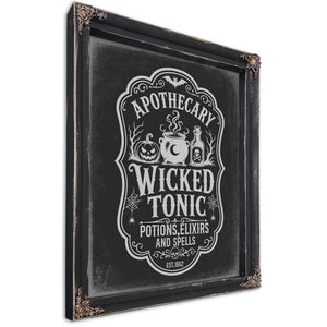 Wicked Tonic Elixir Sign Halloween wall art, Ebony frame