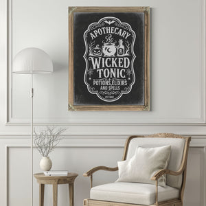 Wicked Tonic Elixir Sign Halloween wall art in a styled room
