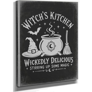 Witch's Kitchen Sign Halloween wall art, stretched canvas