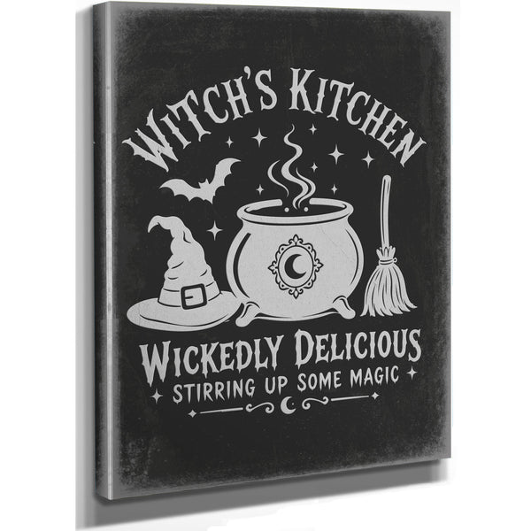 Witch's Kitchen Sign Halloween wall art, stretched canvas