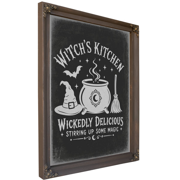 Witch's Kitchen Sign Halloween wall art, Bourbon frame