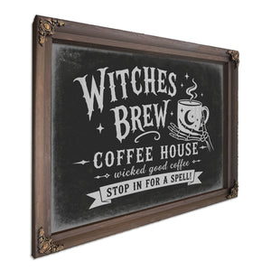Witches Brew Coffee House Sign Halloween wall art, Bourbon frame
