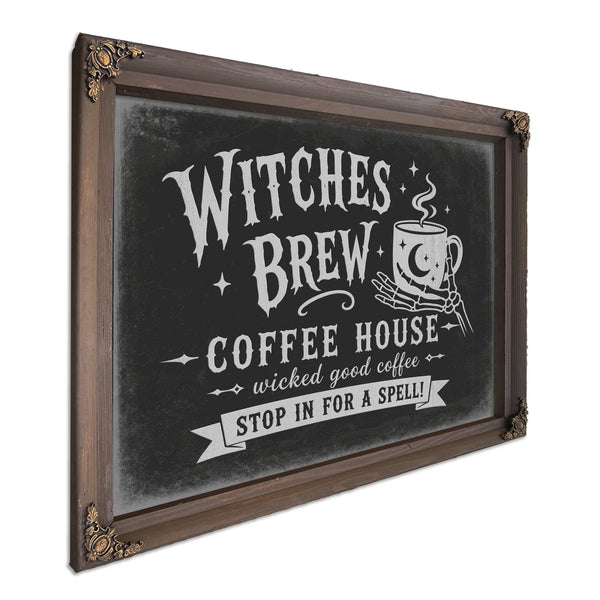 Witches Brew Coffee House Sign Halloween wall art, Bourbon frame