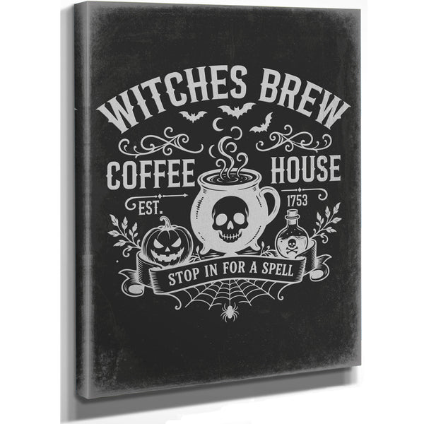 Witches Brew Sign Halloween wall art, stretched canvas