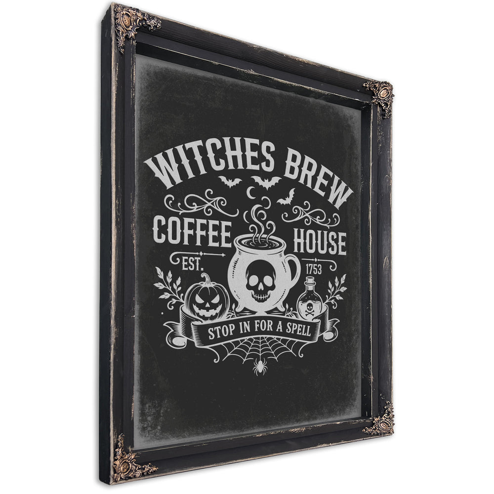 Witches Brew Sign Halloween wall art, Ebony frame