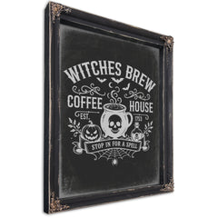 Witches Brew Sign Halloween wall art, Ebony frame