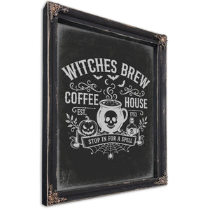 Witches Brew Sign Halloween wall art, Ebony frame