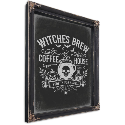Witches Brew Sign Halloween wall art, Ebony frame