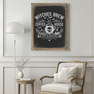 Witches Brew Sign Halloween wall art in a styled room
