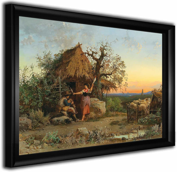 A Backpipe Playing Shepherd In The Background Rome By Hermann David Salomon Corrodi