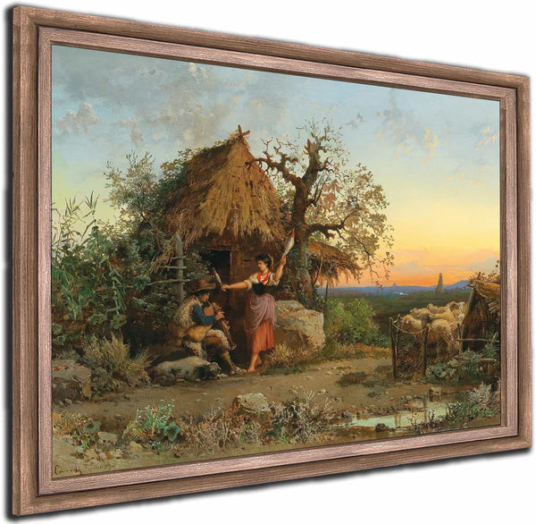 A Backpipe Playing Shepherd In The Background Rome By Hermann David Salomon Corrodi