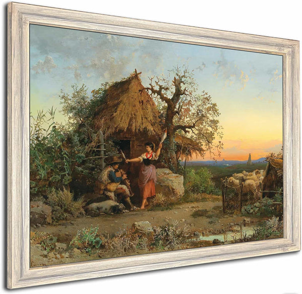 A Backpipe Playing Shepherd In The Background Rome By Hermann David Salomon Corrodi