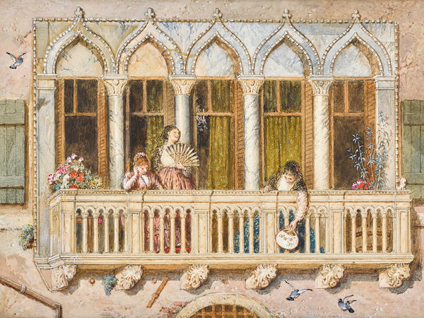 Myles Birket Foster A Balcony On The Grand Canal Venice By Myles Birket Foster