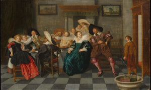 Dirck Hals 18" x 12" / Unframed Paper A Banquet (1628) By Dirck Hals