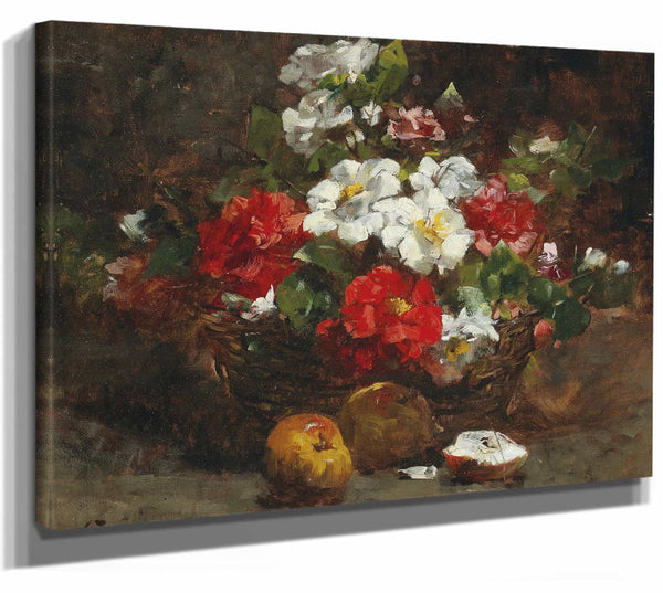 Georges Jeannin A Basket Full Of Flowers By Georges Jeannin