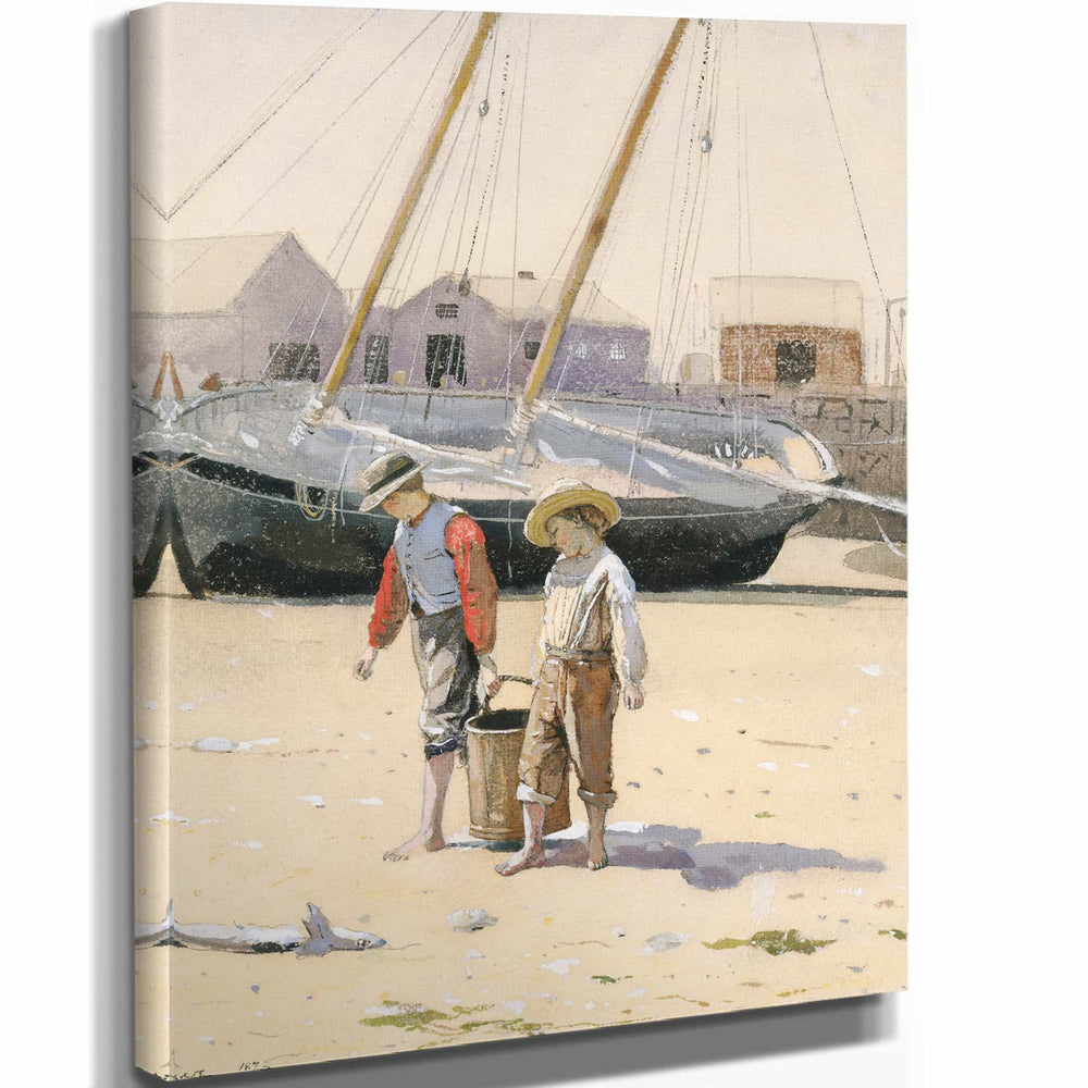 Winslow Homer 11" x 14" / Stretched Canvas Wrap A Basket Of Clams By Winslow Homer