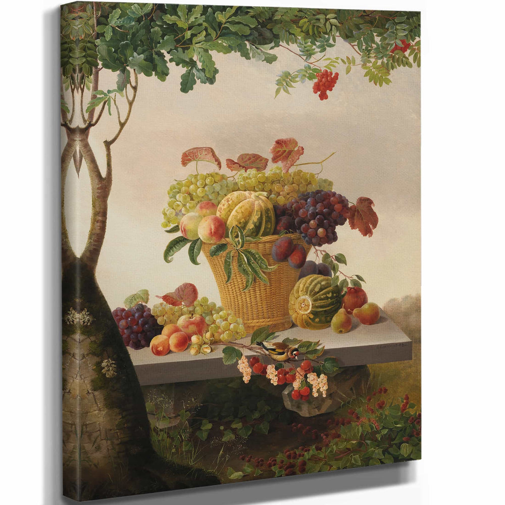 Christine Lovmand A Basket Of Fruit In A Landscape (1832) By Christine Lovmand