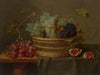 Jacob Van Hulsdonck A Basket Of Grapes And A Pomegranate On A Table By Jacob Van Hulsdonck