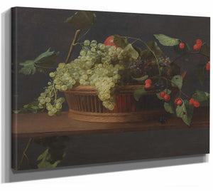 A Basket Of Grapes And Raspberries On A Ledge Oil On Panel By Jacob Fopsen Van Es