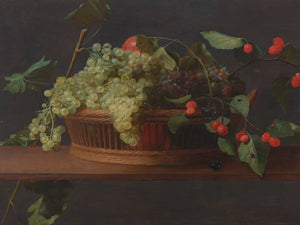 Jacob Fopsen Van Es A Basket Of Grapes And Raspberries On A Ledge Oil On Panel By Jacob Fopsen Van Es