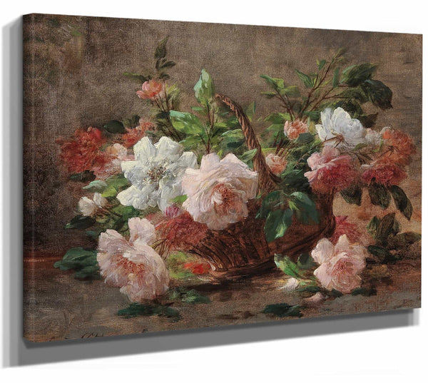 A Basket With Roses By Eugene Petit